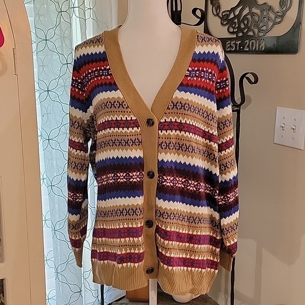 Lane Bryant Fair Isle Boho Cardigan Sweater Women's Plus Size 18/20